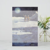 wetenschapscultuur Astronaut Aliens op maan Briefpapier (Staand voorkant)