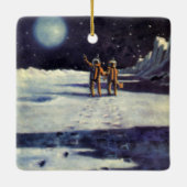 wetenschapscultuur Astronaut Aliens op maan Keramisch Ornament (Achterkant)