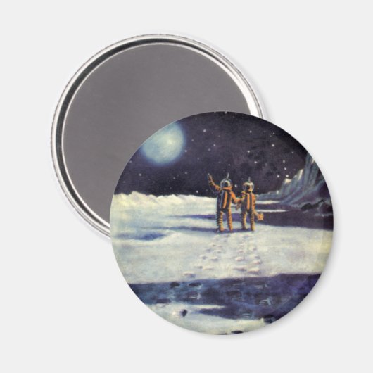  wetenschapscultuur Astronaut Aliens op maan Magneet (Voorkant / Achterkant)