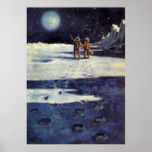  wetenschapscultuur Astronaut Aliens op maan Poster (Voorkant)