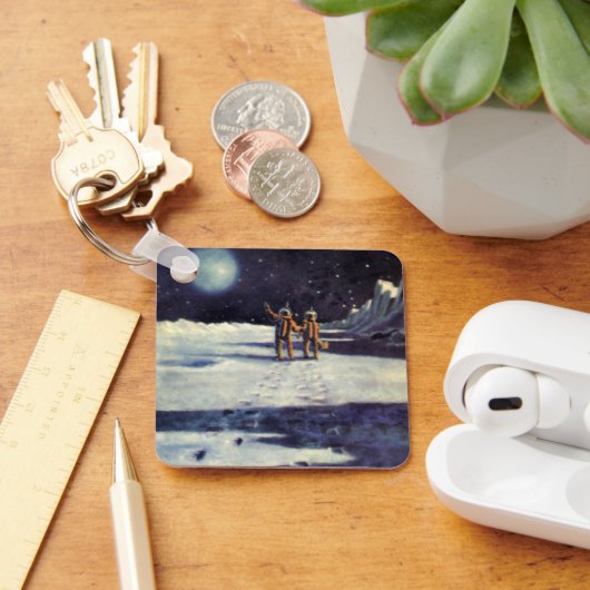  wetenschapscultuur Astronaut Aliens op maan Sleutelhanger (Bureau)