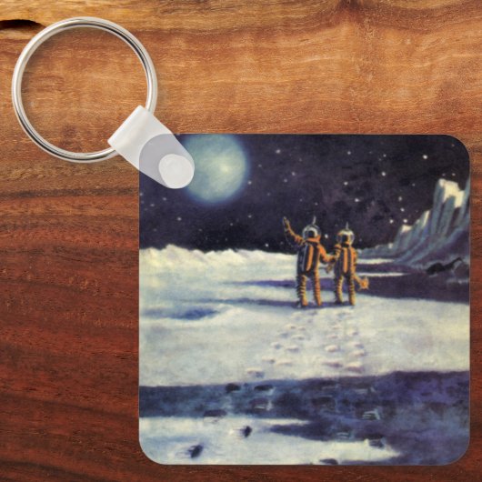wetenschapscultuur Astronaut Aliens op maan Sleutelhanger (Voorkant)