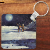  wetenschapscultuur Astronaut Aliens op maan Sleutelhanger (Achterkant)