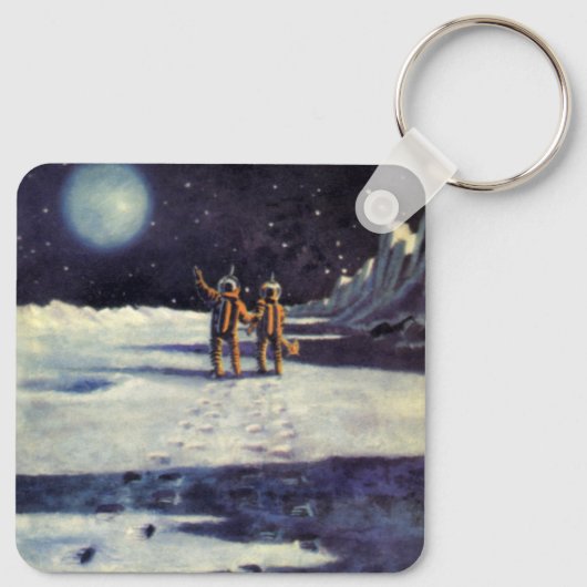  wetenschapscultuur Astronaut Aliens op maan Sleutelhanger (Achterkant)
