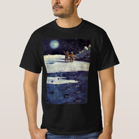  wetenschapscultuur Astronaut Aliens op maan T-shirt (Voorkant)