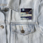 wetenschapscultuur Astronaut Aliens op maan Vierkante Button 5,1 Cm (In situ)