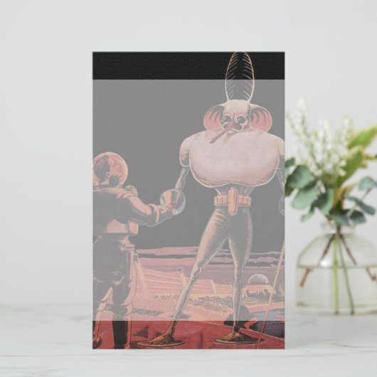  wetenschapscultuur Astronaut Shake Hand Alien Briefpapier (Staand voorkant)