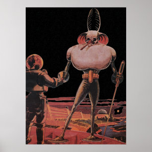  wetenschapscultuur Astronaut Shake Hand Alien Poster