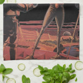  wetenschapscultuur Astronaut Shake Hand Alien Theedoek (Gevouwen)