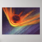 wetenschapscultuur, gloeiende raketten in de ruim poster (Voorkant)