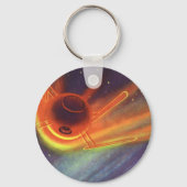  wetenschapscultuur, gloeiende raketten in de ruim sleutelhanger (Voorkant)