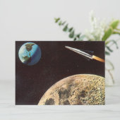  wetenschapscultuur, raketschild over de maan (Staand voorkant)