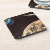  wetenschapscultuur, raketschild over de maan bier onderzetter (Linkerzijde)