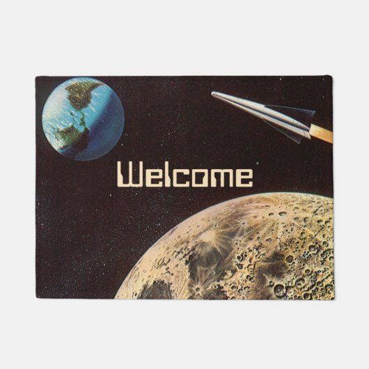 wetenschapscultuur, raketschild over de maan deurmat (Voorkant)