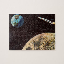  wetenschapscultuur, raketschild over de maan legpuzzel