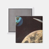  wetenschapscultuur, raketschild over de maan magneet (Voorkant / Achterkant)