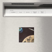  wetenschapscultuur, raketschild over de maan magneet (Insitu (Vaatwasser))