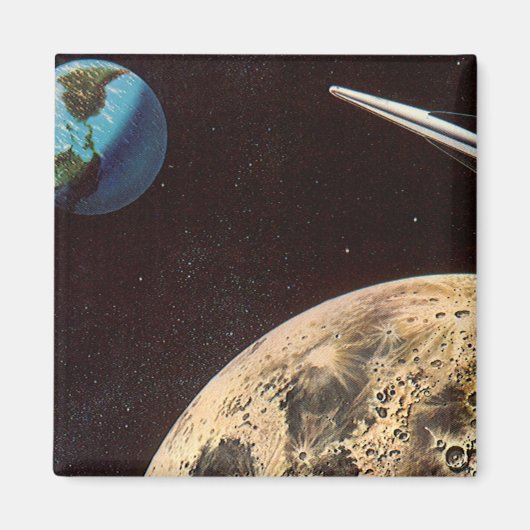  wetenschapscultuur, raketschild over de maan magneet (Voorkant)