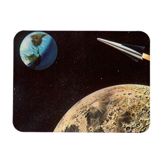  wetenschapscultuur, raketschild over de maan magneet (Horizontaal)