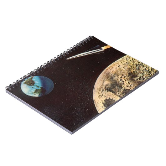  wetenschapscultuur, raketschild over de maan notitieboek (Linkerzijde)