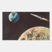 wetenschapscultuur, raketschild over de maan rechthoekige sticker (Voorkant)