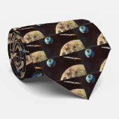  wetenschapscultuur, raketschild over de maan stropdas (Opgerold)