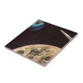  wetenschapscultuur, raketschild over de maan tegeltje (Zijkant)