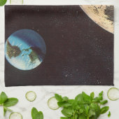  wetenschapscultuur, raketschild over de maan theedoek (Gevouwen)