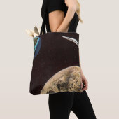 wetenschapscultuur, raketschild over de maan tote bag (Dichtbij)
