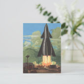  wetenschapscultuur, Rocket Blasting off Earth Briefkaart (Staand voorkant)
