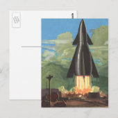  wetenschapscultuur, Rocket Blasting off Earth Briefkaart (Voorkant / Achterkant)