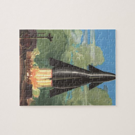 wetenschapscultuur, Rocket Blasting off Earth Legpuzzel (Horizontaal)