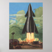wetenschapscultuur, Rocket Blasting off Earth Poster (Voorkant)