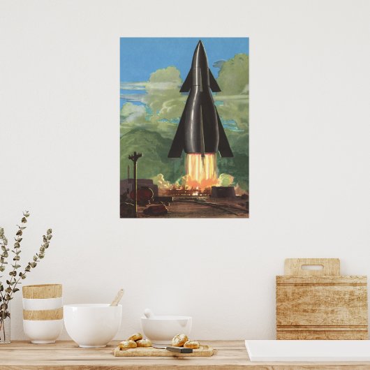 wetenschapscultuur, Rocket Blasting off Earth Poster (Keuken)