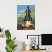  wetenschapscultuur, Rocket Blasting off Earth Poster (Thuiskantoor)