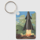 wetenschapscultuur, Rocket Blasting off Earth Sleutelhanger (Voorkant)