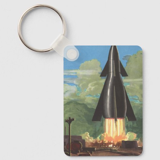  wetenschapscultuur, Rocket Blasting off Earth Sleutelhanger (Voorkant)