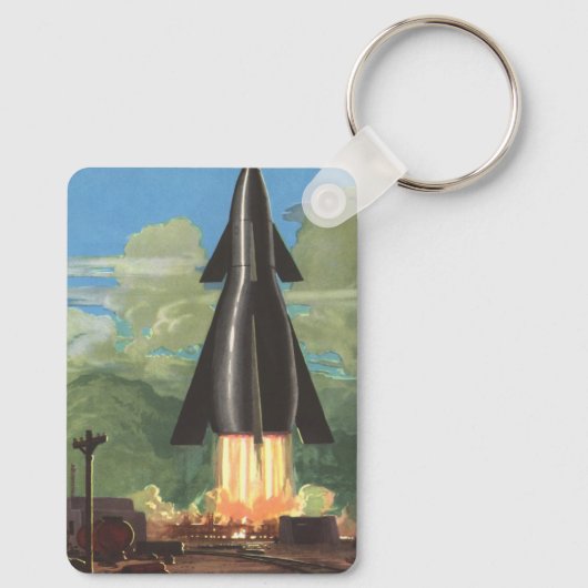  wetenschapscultuur, Rocket Blasting off Earth Sleutelhanger (Achterkant)