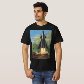  wetenschapscultuur, Rocket Blasting off Earth T-shirt (Voorkant volledig)