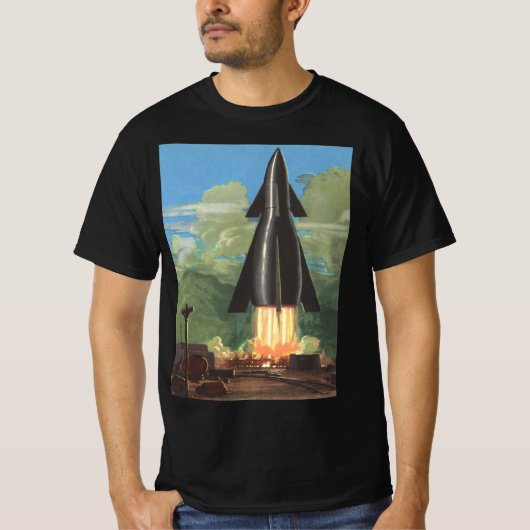  wetenschapscultuur, Rocket Blasting off Earth T-shirt (Voorkant)