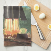  wetenschapscultuur, Rocket Blasting off Earth Theedoek (Quarter Fold)