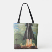  wetenschapscultuur, Rocket Blasting off Earth Tote Bag (Achterkant)