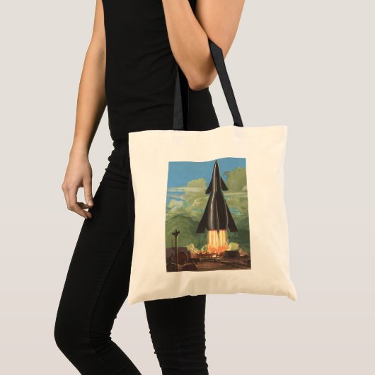  wetenschapscultuur, Rocket Blasting off Earth Tote Bag (Voorkant (product))