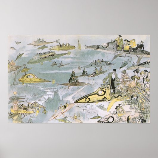  wetenschapscyclus Futuristische auto's, taxi's Poster (Voorkant)