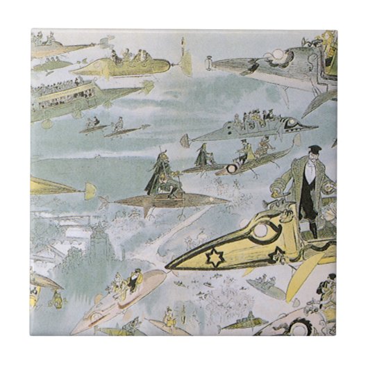  wetenschapscyclus Futuristische auto's, taxi's Tegeltje (Voorkant)