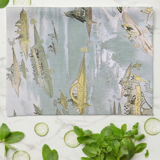  wetenschapscyclus Futuristische auto's, taxi's Theedoek (Gevouwen)