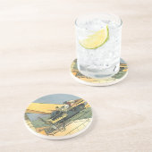  wetenschapscyclus Steampunk Converteerbare auto Zandsteen Onderzetter (Zijkant)