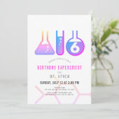 Wetenschapsexperiment: White & Neon Pink Girl Birt Kaart (Staand voorkant)