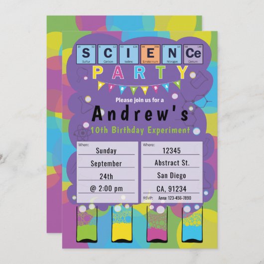 Wetenschapsfeest - Kinder themafeest Kaart (Voorkant / Achterkant)