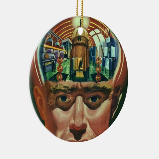  Wetenschapsfiche, Alien Brain in Laboratory Keramisch Ornament (Rechts)